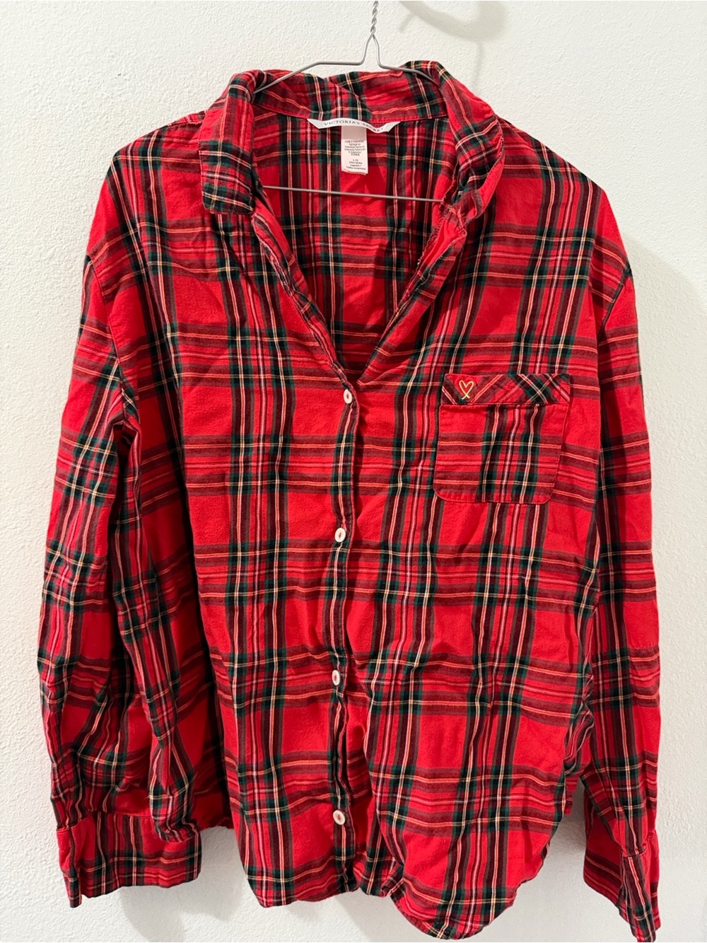 Victoria's Secret Red Plaid Flannel Pajama SET size Large